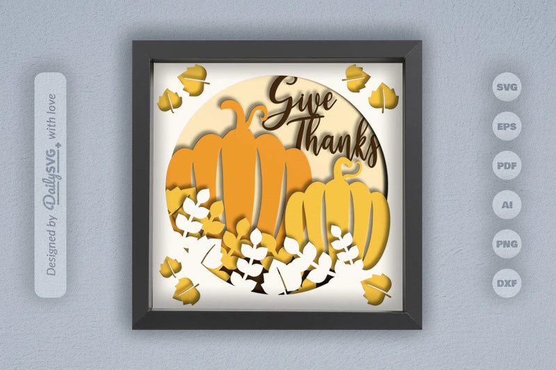 Give Thanks 3D Papercut SVG Bundle - CraftNest - Digital Crafting and Art