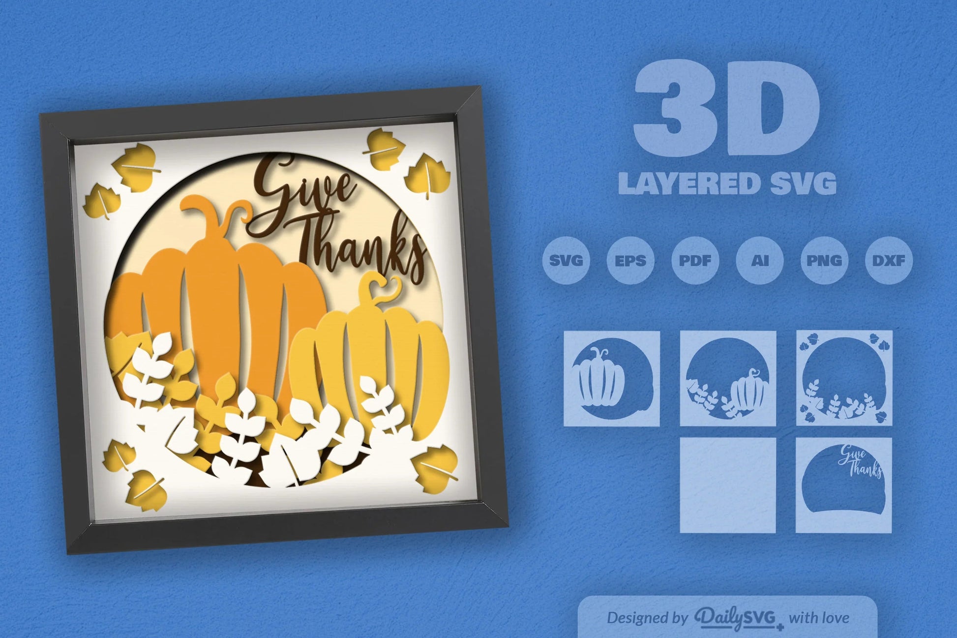 Give Thanks 3D Papercut SVG Bundle - CraftNest - Digital Crafting and Art