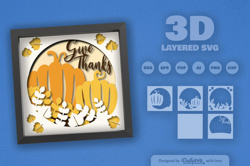 Give Thanks 3D Papercut SVG Bundle - CraftNest - Digital Crafting and Art