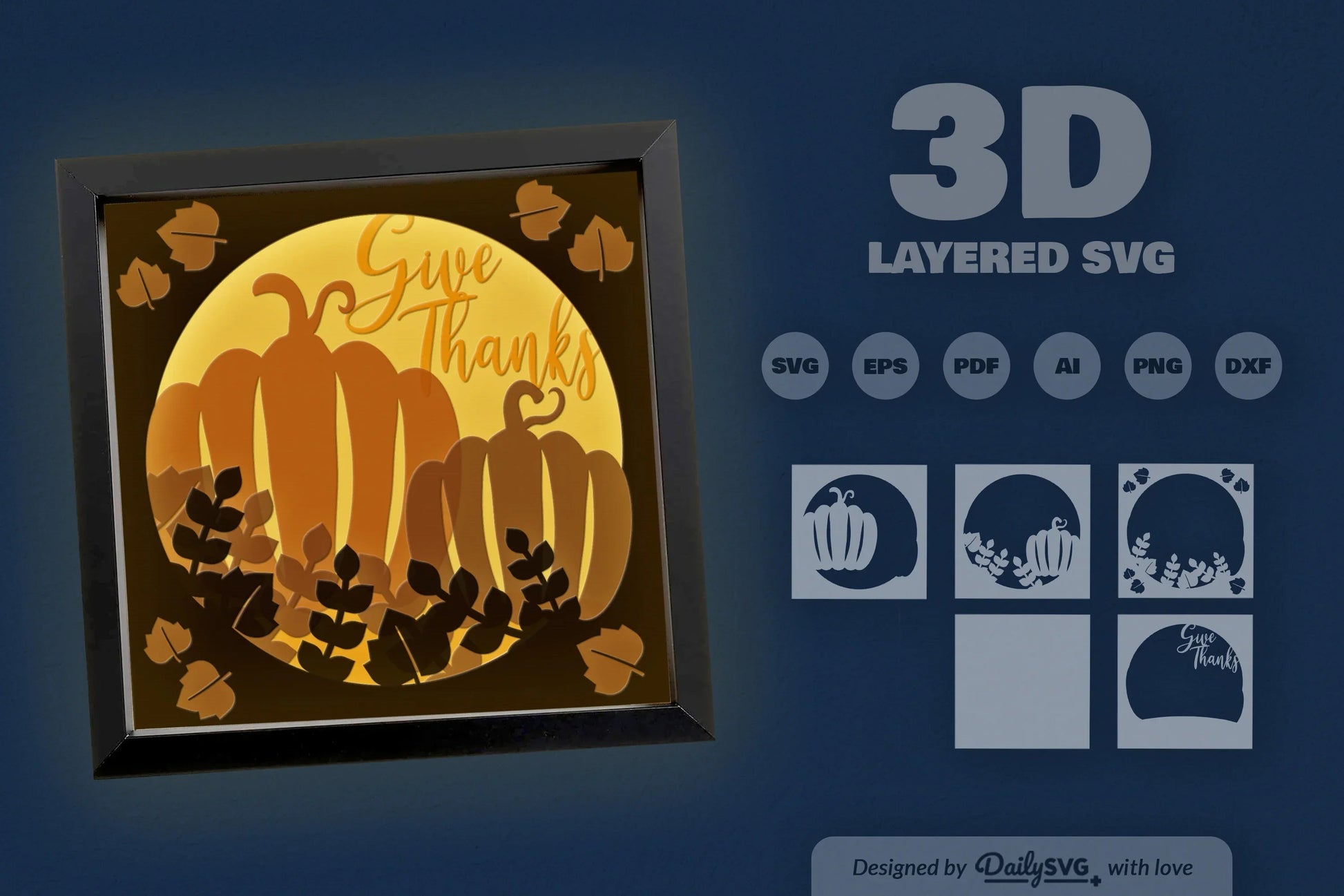 Give Thanks 3D Papercut SVG Bundle - CraftNest - Digital Crafting and Art