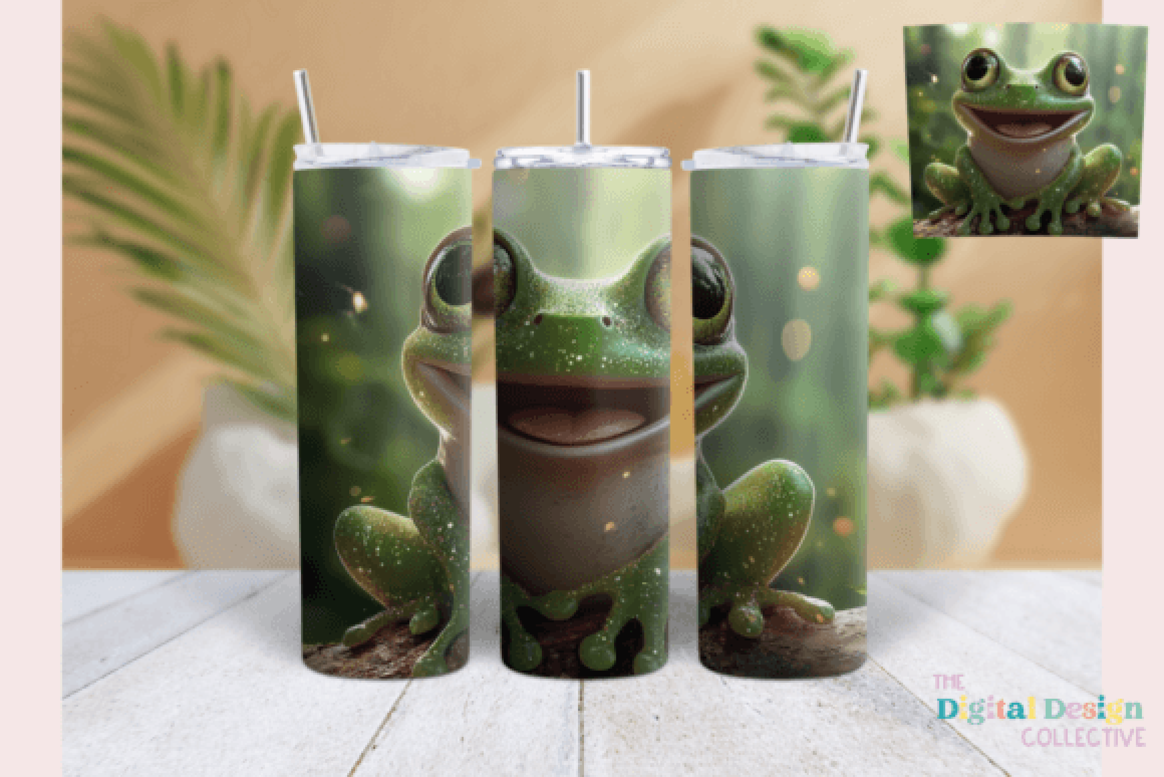 Whimsical Glitter Frog Tumbler Wrap Bundle