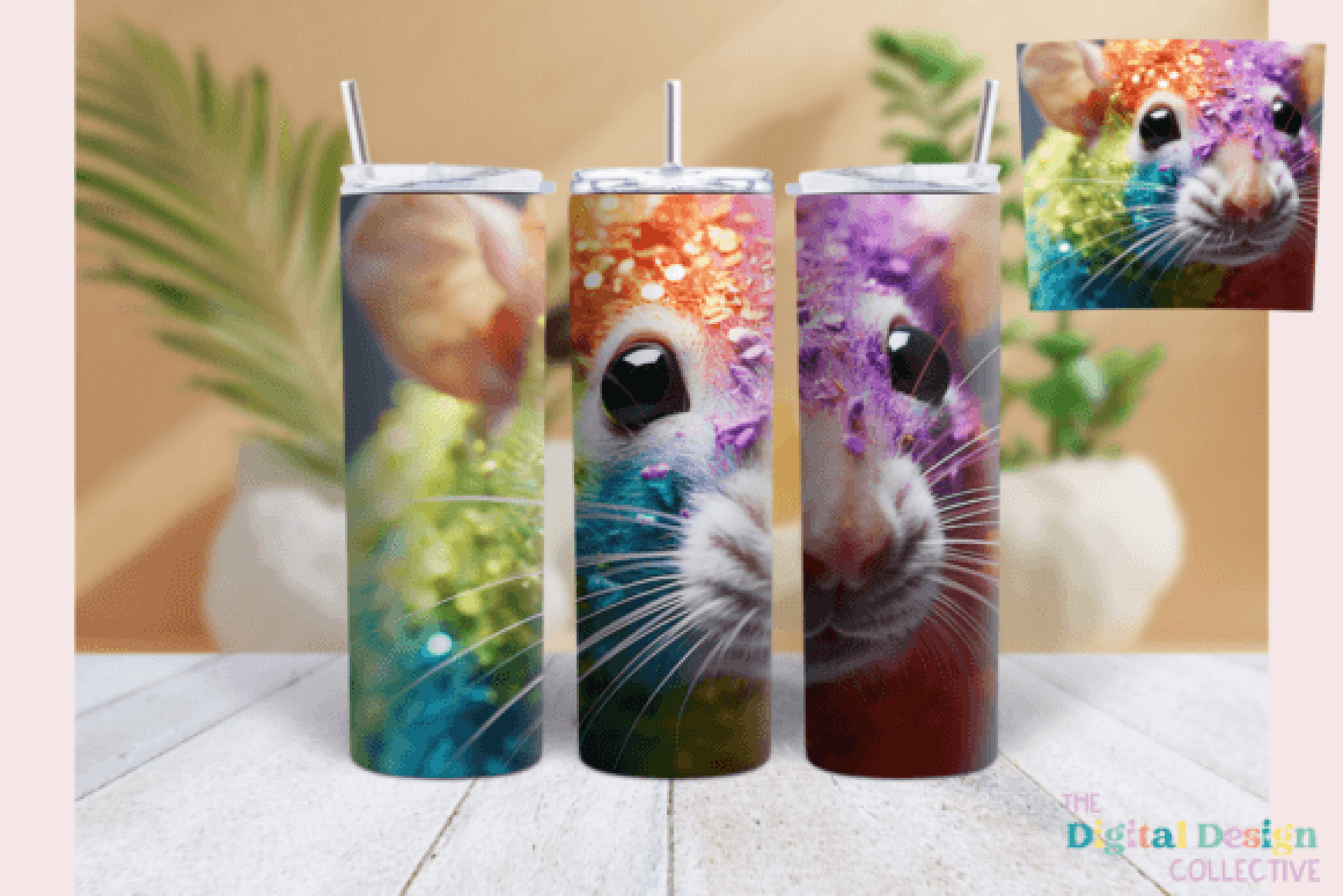 Glitter Party Rat 3D Tumbler Wrap Bundle