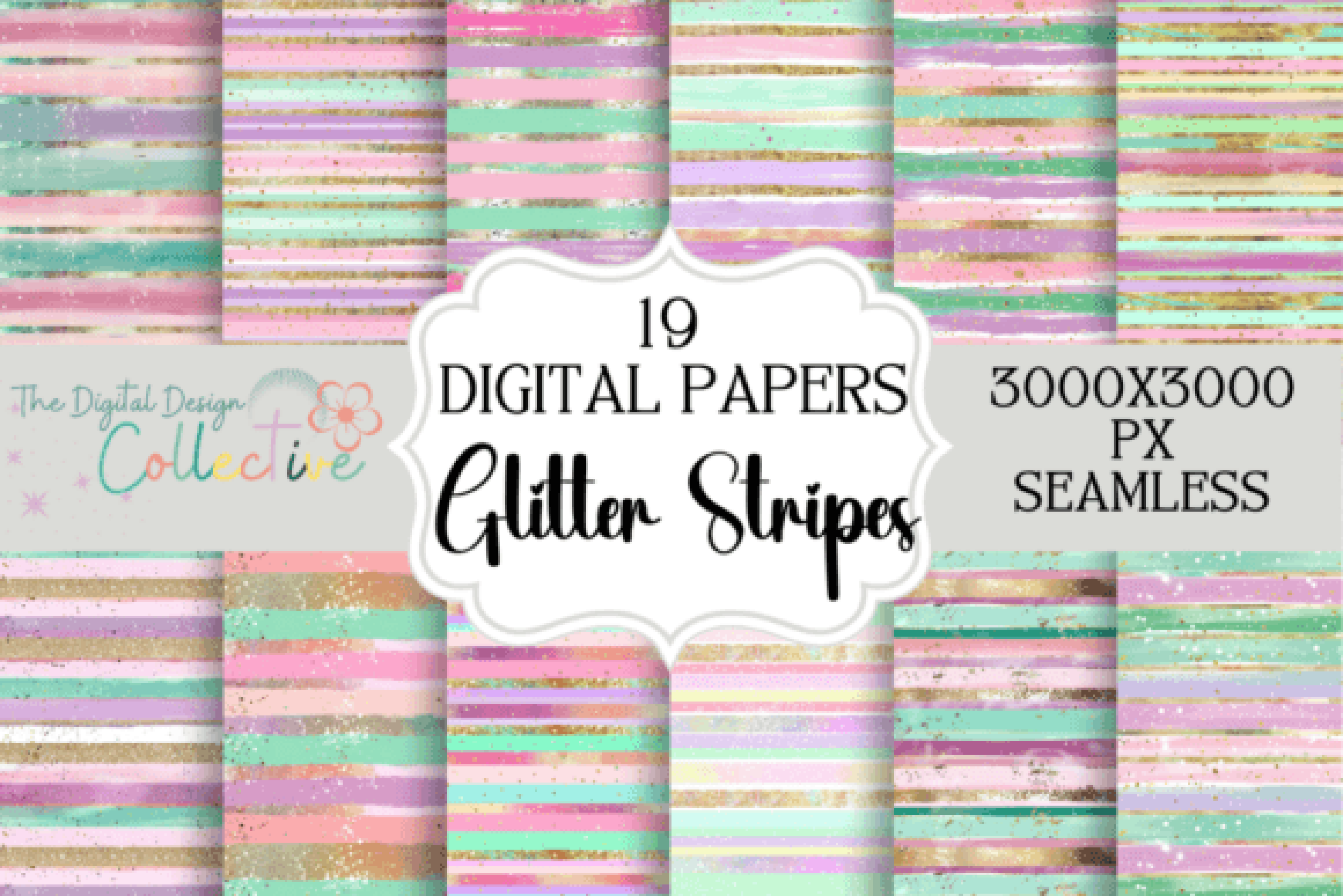 Iridescent Glitter Stripe Digital Paper