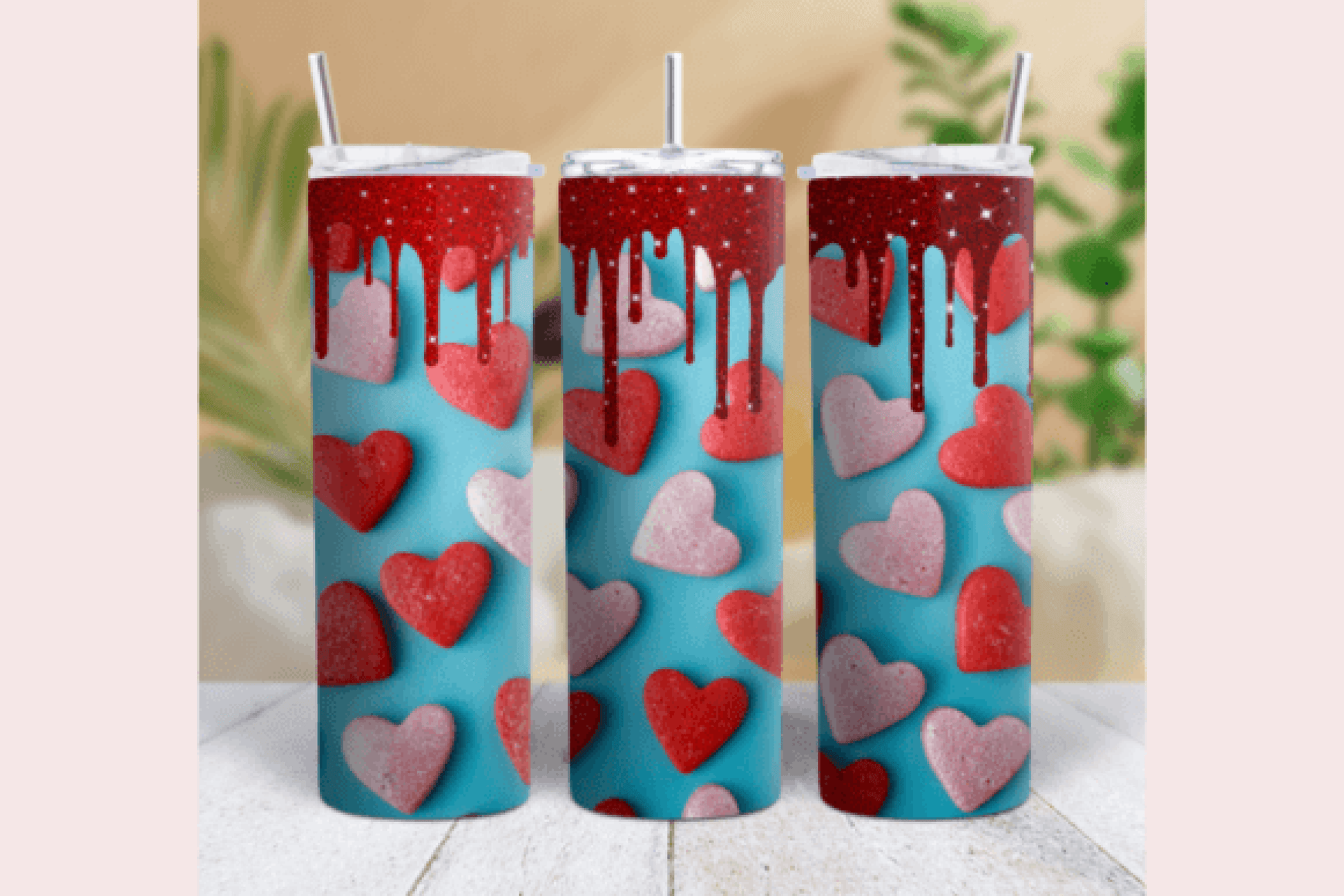 Glitter Valentines Blue Tumbler Wrap Bundle - CraftNest - Digital Crafting and Art