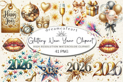 Glittery New Year Clipart Bundle - CraftNest - Digital Crafting and Art