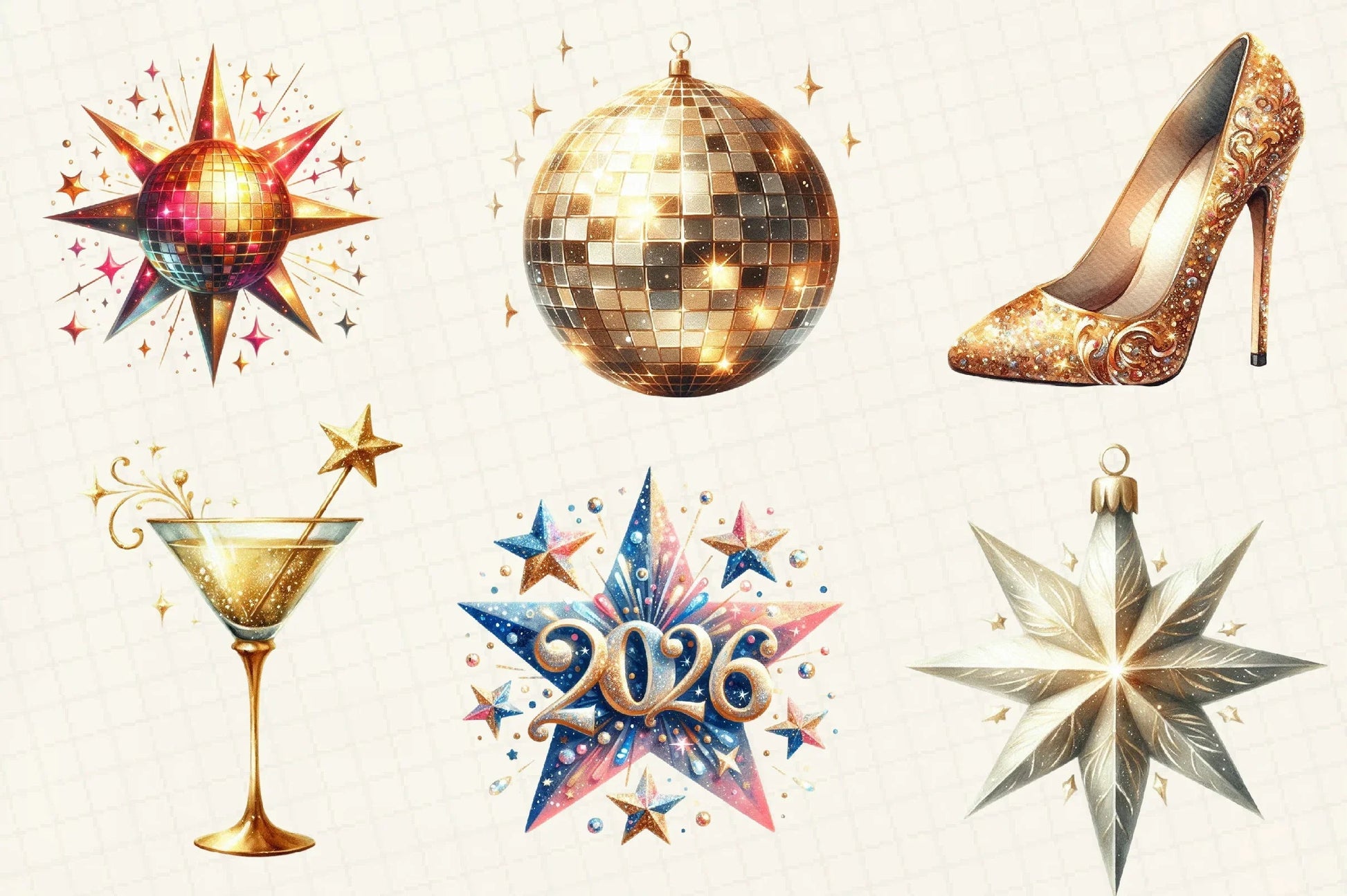Glittery New Year Clipart Bundle - CraftNest - Digital Crafting and Art