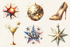 Glittery New Year Clipart Bundle - CraftNest - Digital Crafting and Art