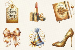 Glittery New Year Clipart Bundle - CraftNest - Digital Crafting and Art