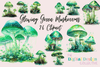 Glowing Green Mushrooms Art Clipart Bundle