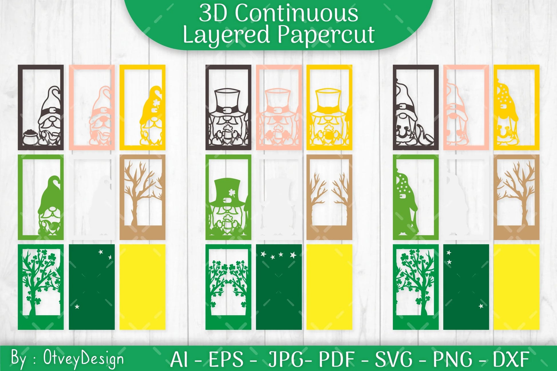 Gnome St. Patrick's Day 3D Layered Papercut SVG Bundle - CraftNest - Digital Crafting and Art