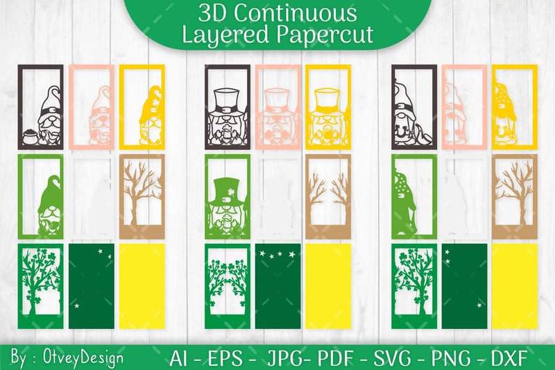Gnome St. Patrick's Day 3D Layered Papercut SVG Bundle - CraftNest - Digital Crafting and Art