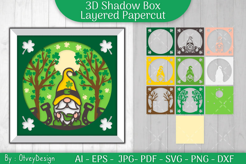 Gnome St. Patrick's Day Shadow Box SVG Bundle - CraftNest - Digital Crafting and Art