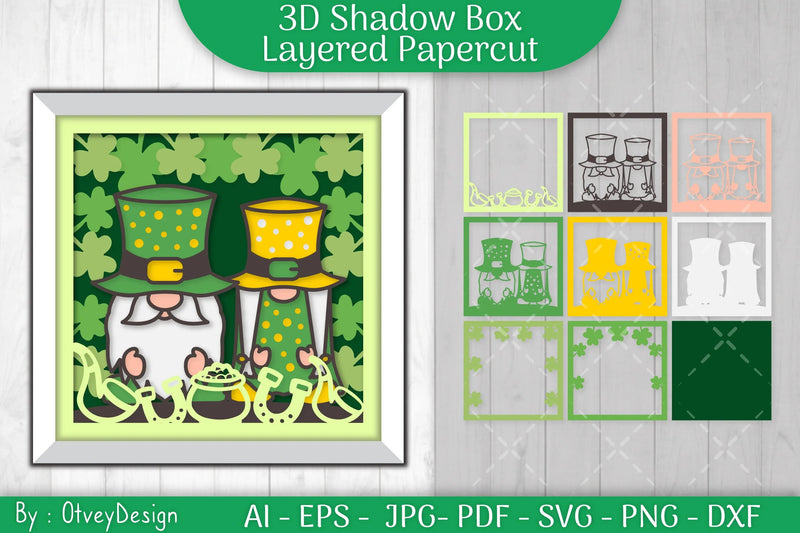 Gnome St. Patrick's Day Shadow Box SVG Bundle - CraftNest - Digital Crafting and Art