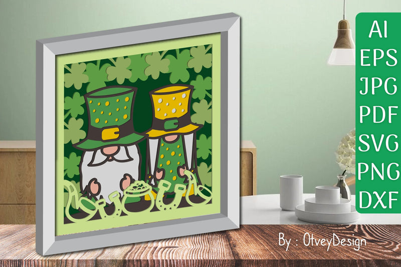 Gnome St. Patrick's Day Shadow Box SVG Bundle - CraftNest - Digital Crafting and Art
