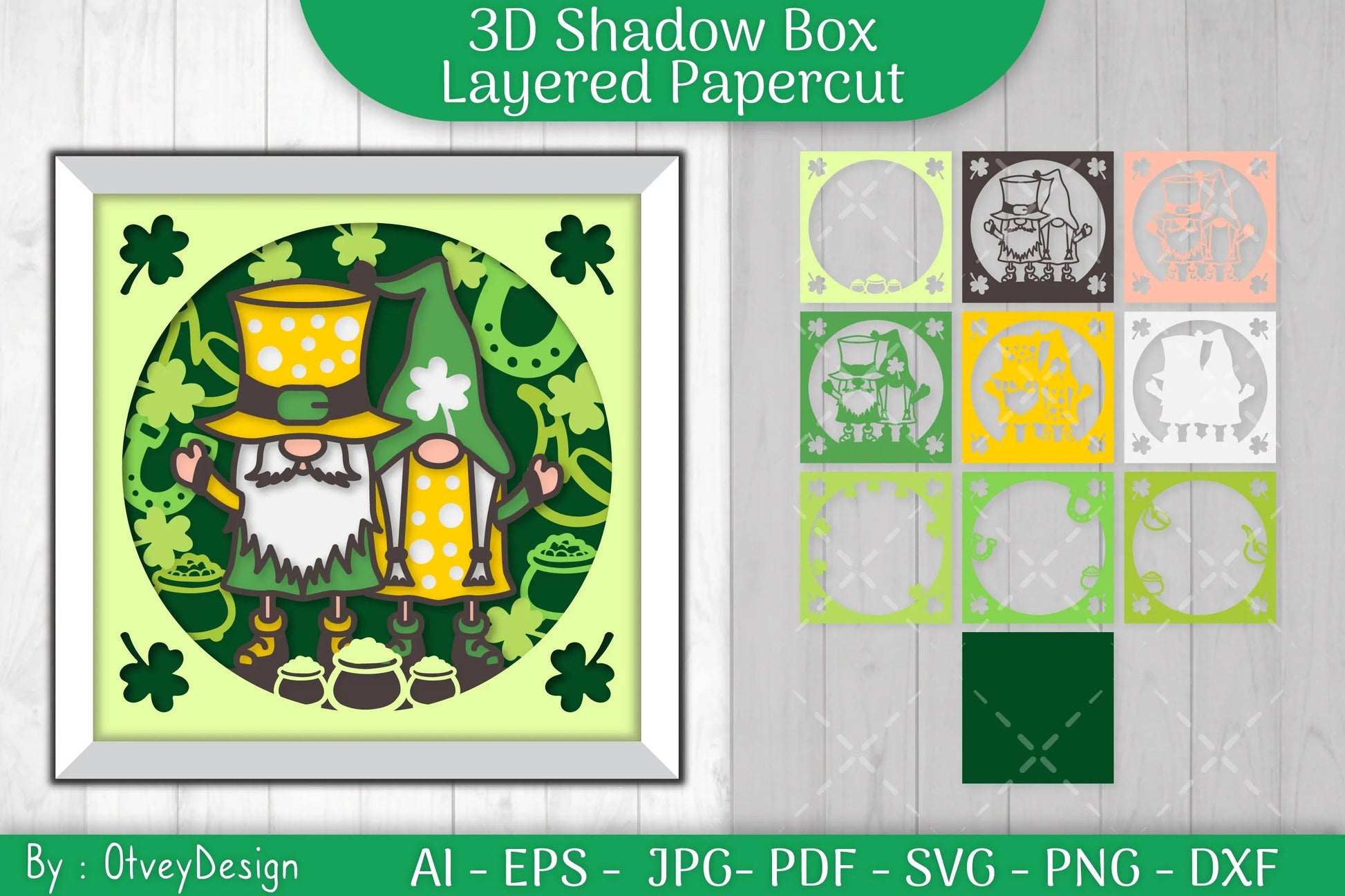 Gnome St. Patrick's Day Shadow Box SVG Bundle - CraftNest - Digital Crafting and Art