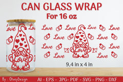 Gnome Valentine Can Glass 16 OZ SVG Bundle - CraftNest - Digital Crafting and Art