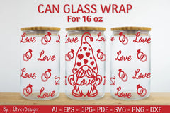 Gnome Valentine Can Glass 16 OZ SVG Bundle - CraftNest - Digital Crafting and Art