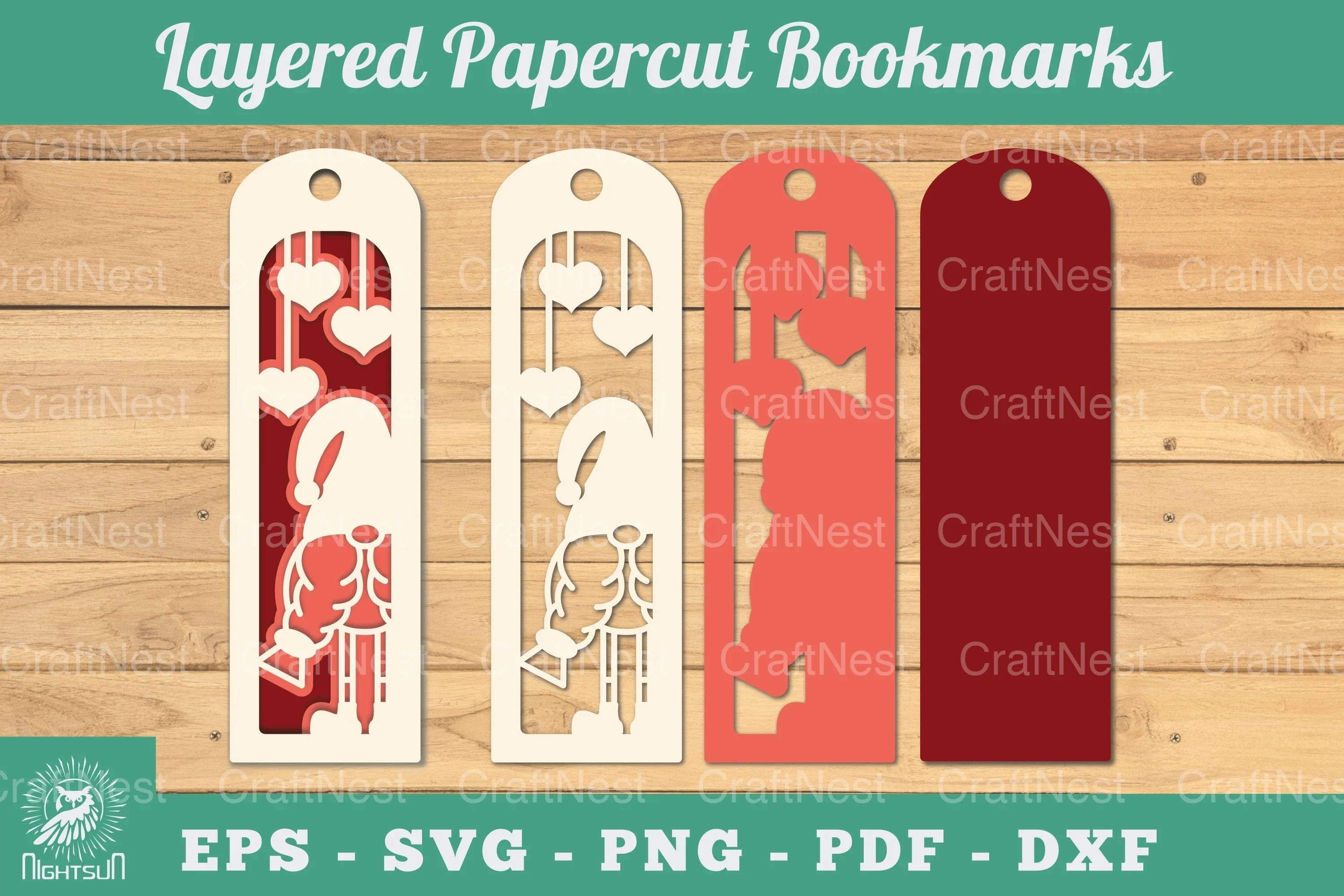 Gnome Papercut Bookmark SVG Bundle - CraftNest - Digital Crafting and Art