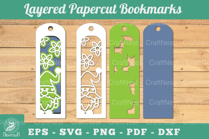 Gnome Papercut Bookmark SVG Bundle - CraftNest - Digital Crafting and Art