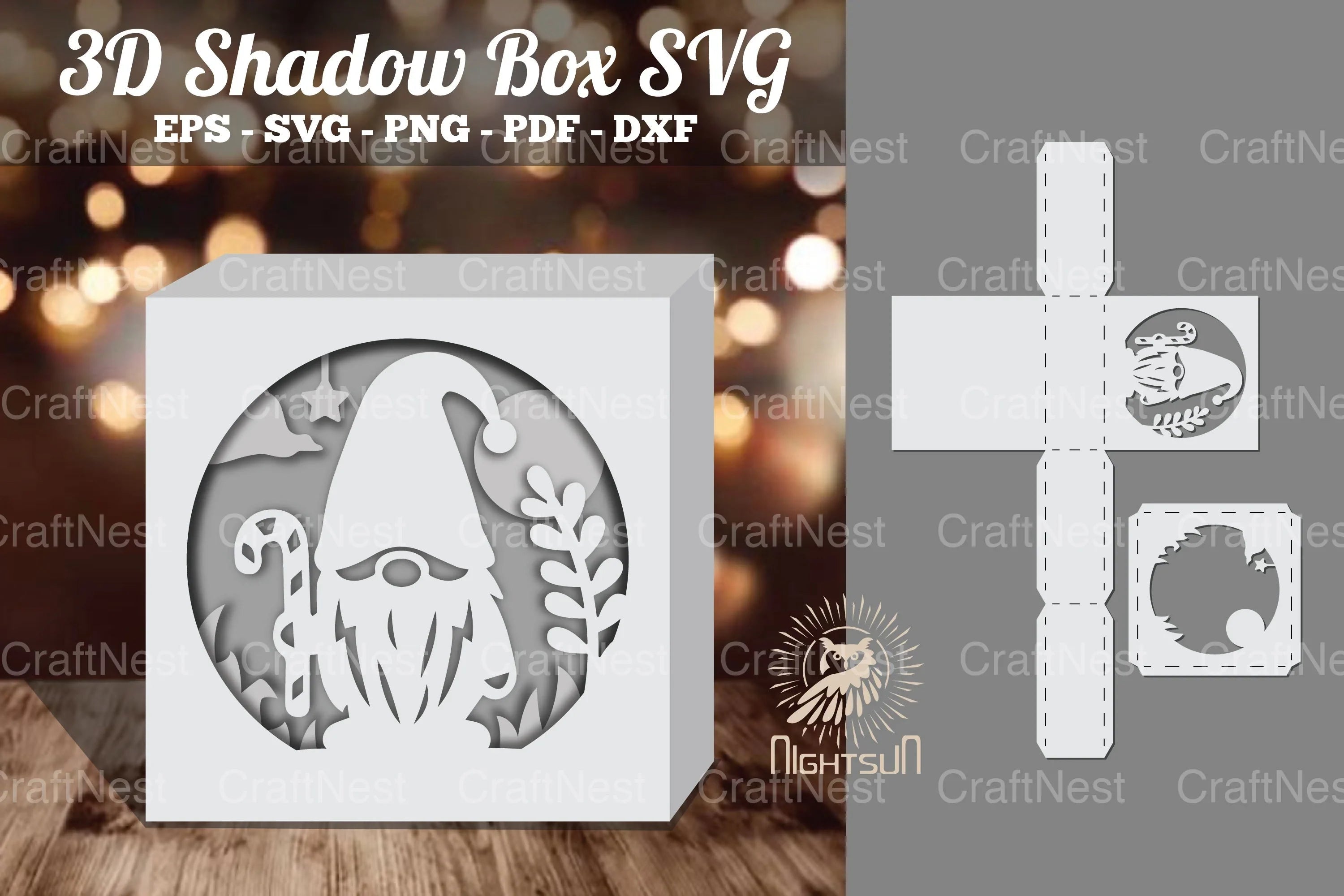Gnome Papercut Shadow Box Clipart Bundle - CraftNest - Digital Crafting and Art