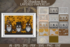 Gnome Steampunk 3D Shadowbox Layered Papercut SVG Bundle - CraftNest - Digital Crafting and Art