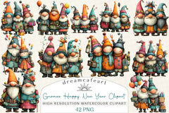 Gnomes Happy New Year Clipart Bundle - CraftNest - Digital Crafting and Art