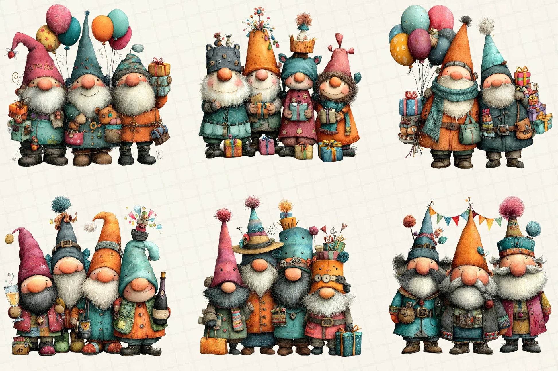 Gnomes Happy New Year Clipart Bundle - CraftNest - Digital Crafting and Art
