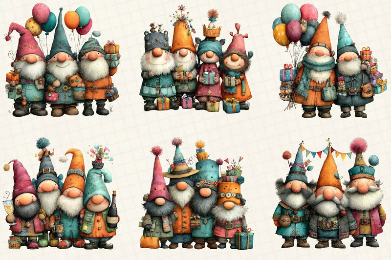 Gnomes Happy New Year Clipart Bundle - CraftNest - Digital Crafting and Art