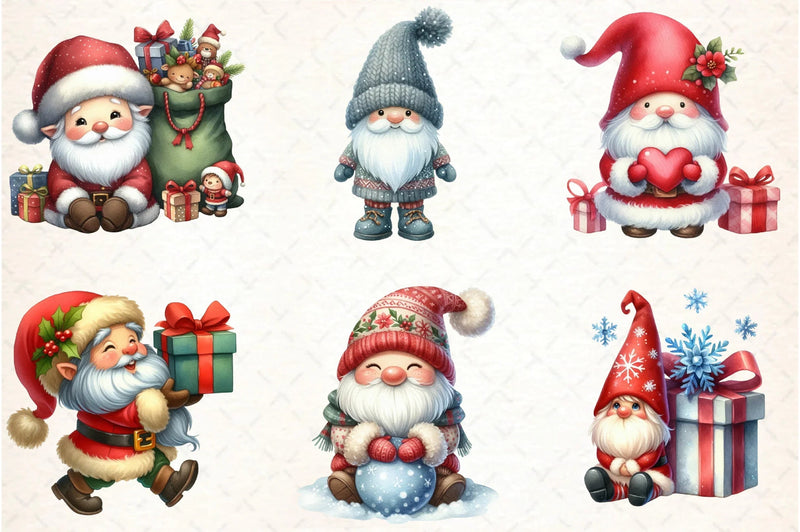 Gnomes and Christmas Dwarfs Clipart Bundle - CraftNest - Digital Crafting and Art