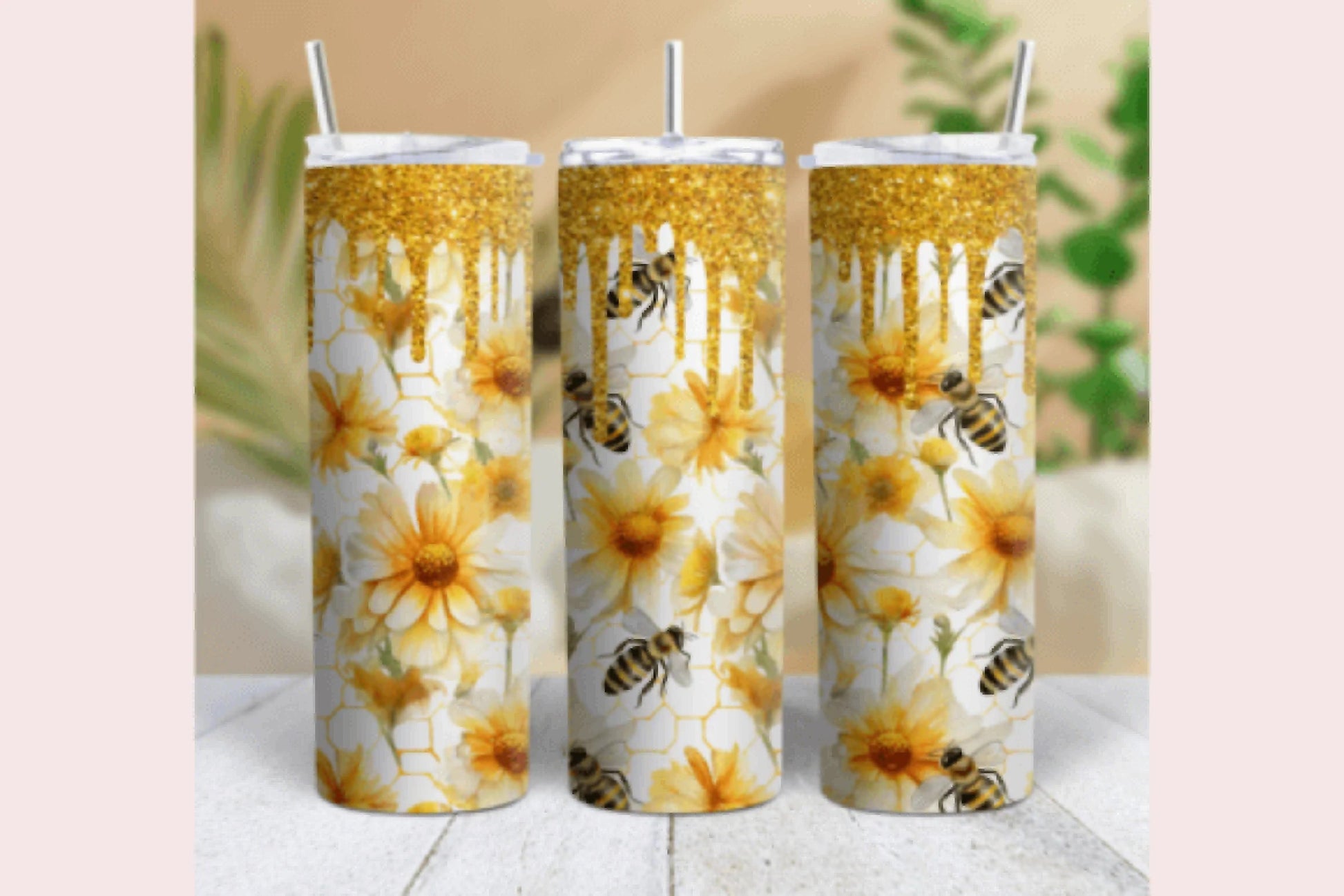 Orange Glitter Honey Bee Tumbler Wrap Bundle - CraftNest - Digital Crafting and Art