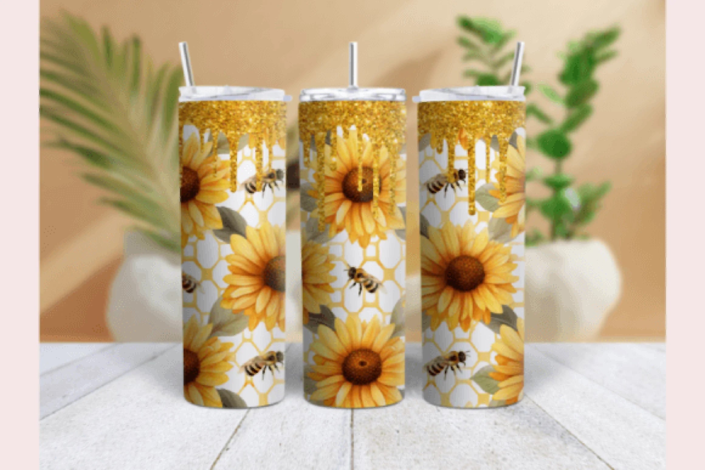 Orange Glitter Honey Bee Tumbler Wrap Bundle - CraftNest - Digital Crafting and Art