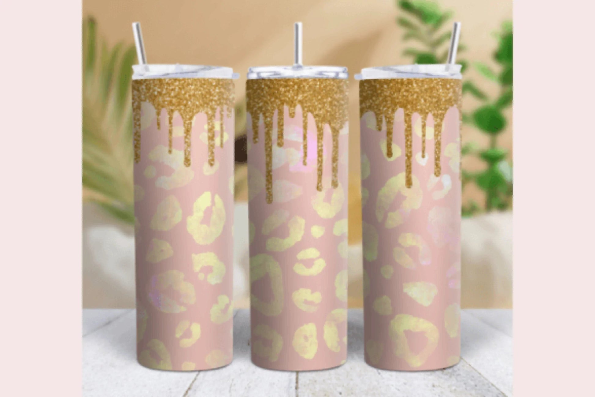 Gold Glitter Leopard Tumbler Wrap Bundle - CraftNest - Digital Crafting and Art