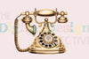 Gold Metallic Floral Vintage Phone Design Clipart Bundle