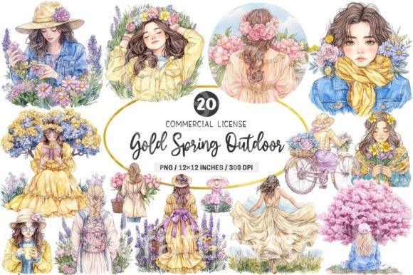 Gold Spring Outdoor Clipart Bundle - CraftNest - Digital Crafting and Art