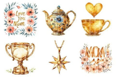 Golden Mother's Day Clipart Bundle 5 - CraftNest - Digital Crafting and Art