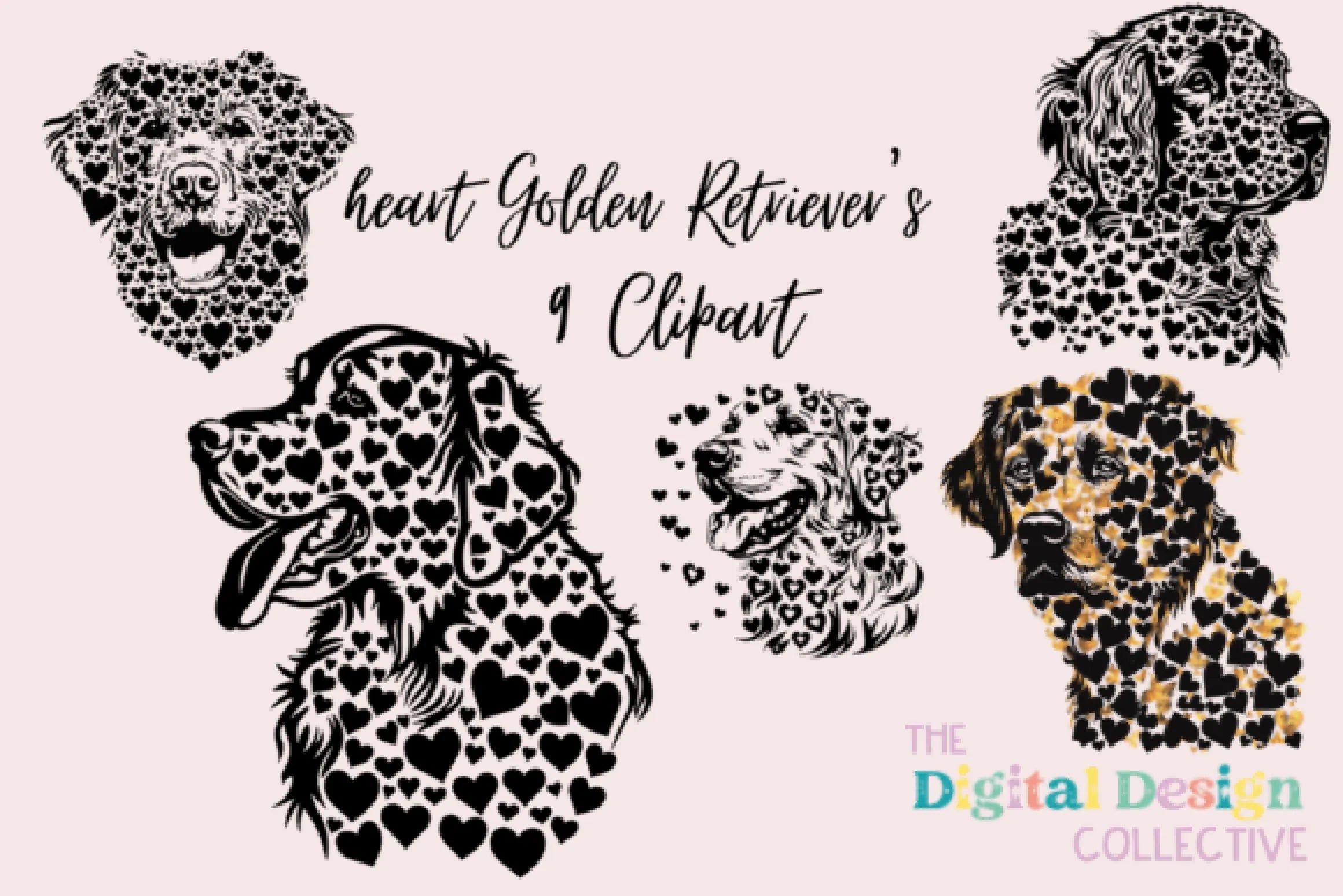 Golden Retriever Hearts Clipart Bundle - CraftNest - Digital Crafting and Art