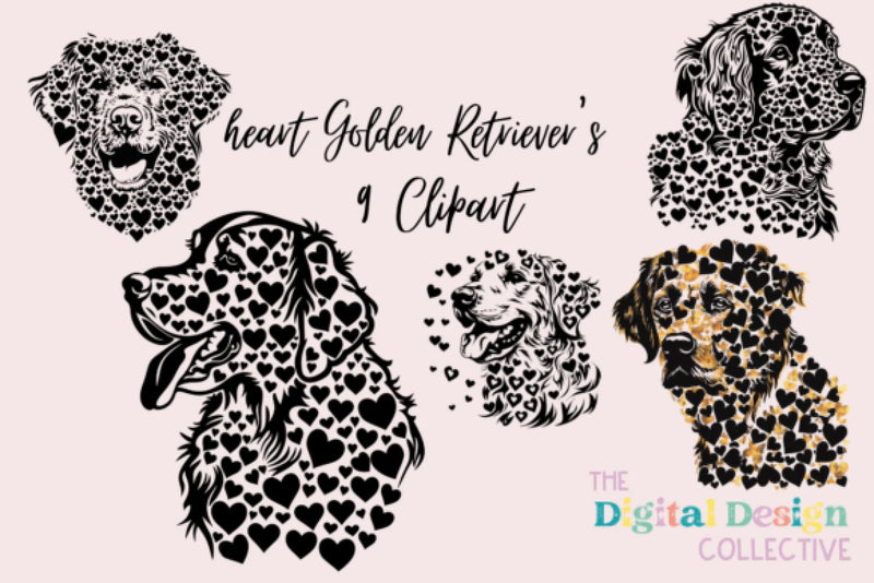 Golden Retriever Hearts Clipart Bundle - CraftNest - Digital Crafting and Art