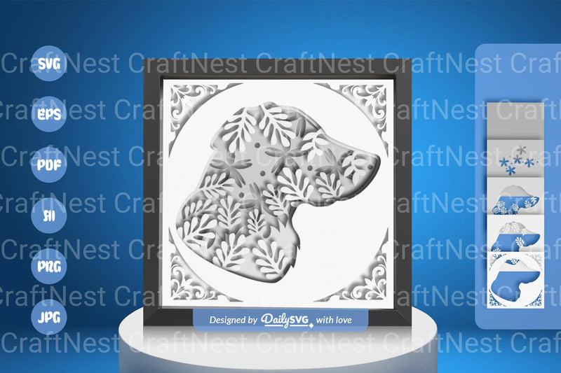 Golden Dog Head White Silhouette Papercut SVG Bundle - CraftNest - Digital Crafting and Art