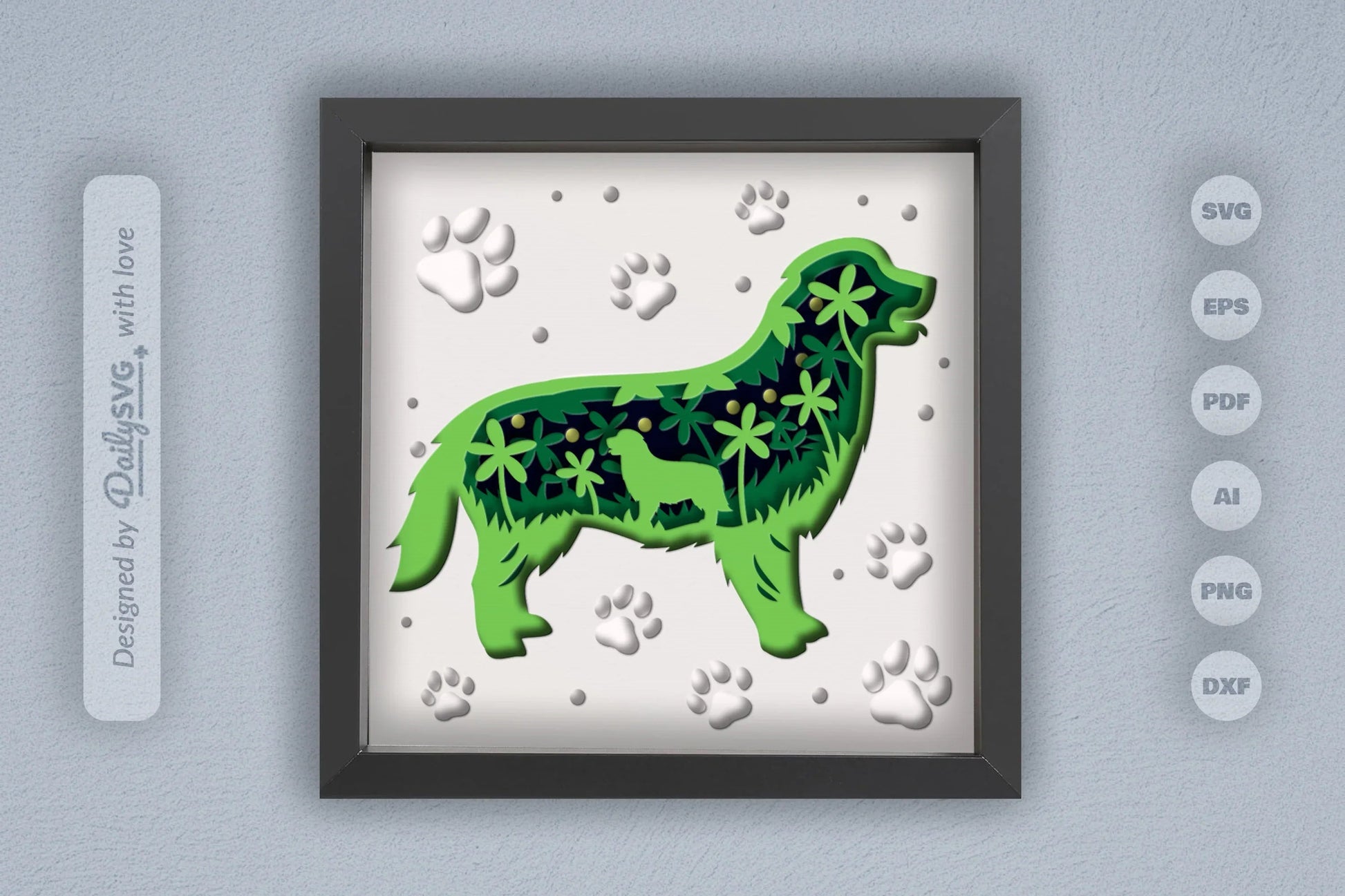 Golden Retriever Floral Silhouette Papercut SVG Bundle - CraftNest - Digital Crafting and Art