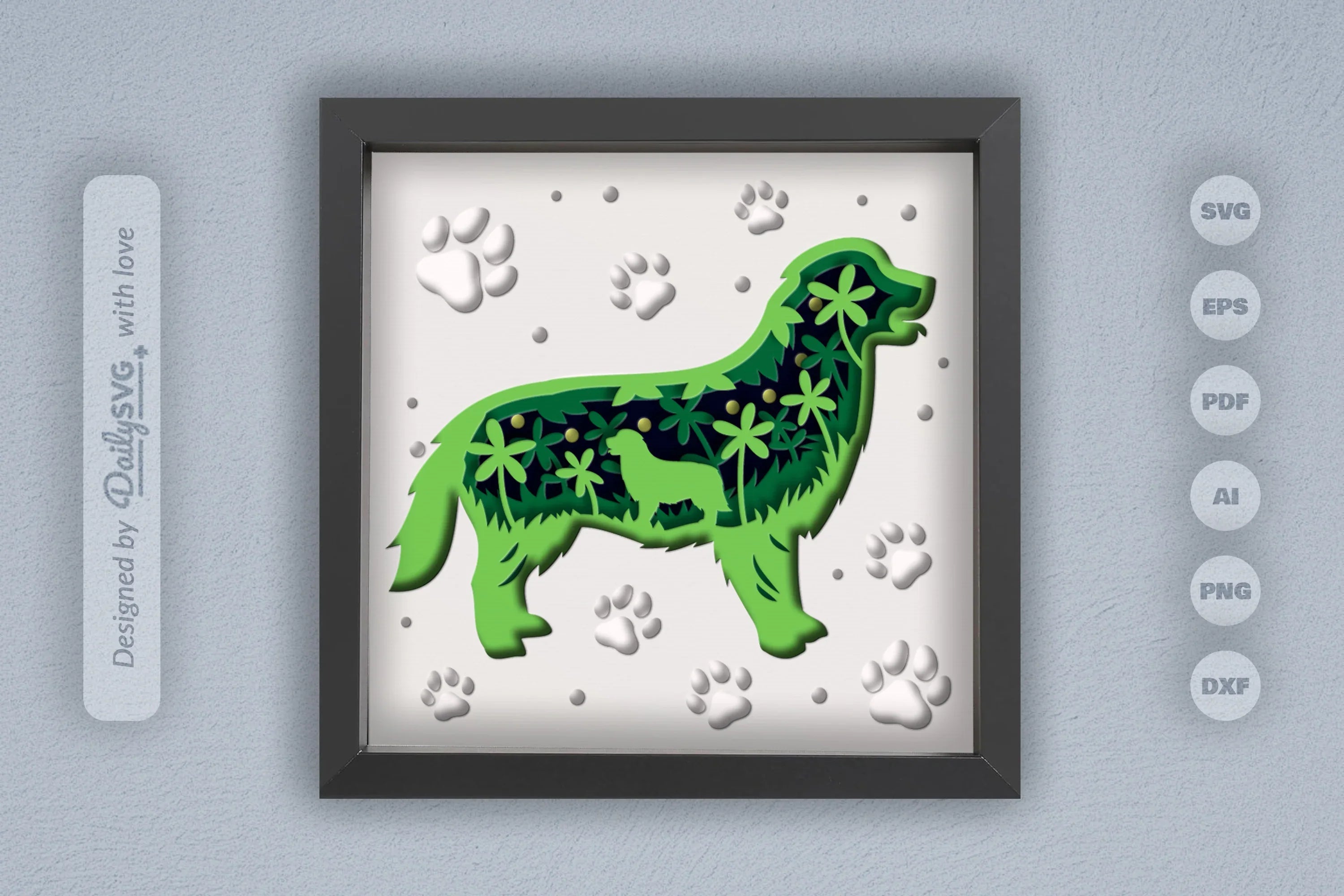 Golden Retriever Floral Silhouette Papercut SVG Bundle - CraftNest - Digital Crafting and Art