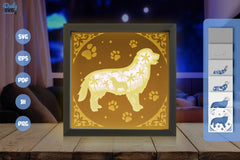 Golden Retriever Dog Silhouette Floral Papercut SVG Bundle - CraftNest - Digital Crafting and Art