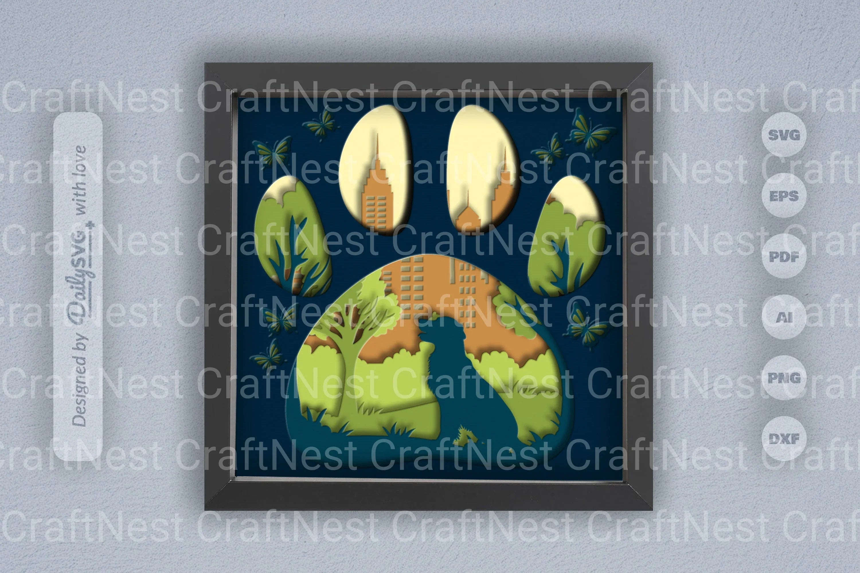 Golden Retriever Park Papercut Clipart SVG Bundle - CraftNest - Digital Crafting and Art