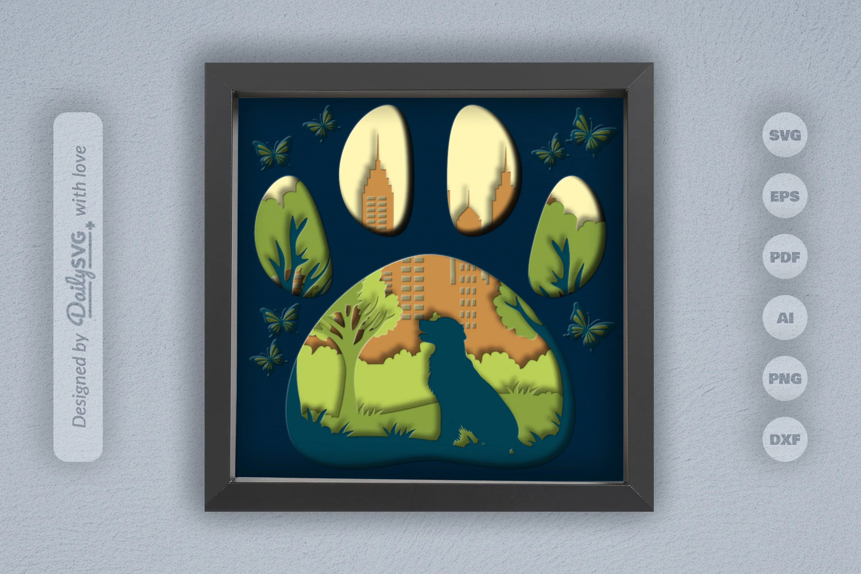 Golden Retriever Park Papercut Clipart SVG Bundle - CraftNest - Digital Crafting and Art