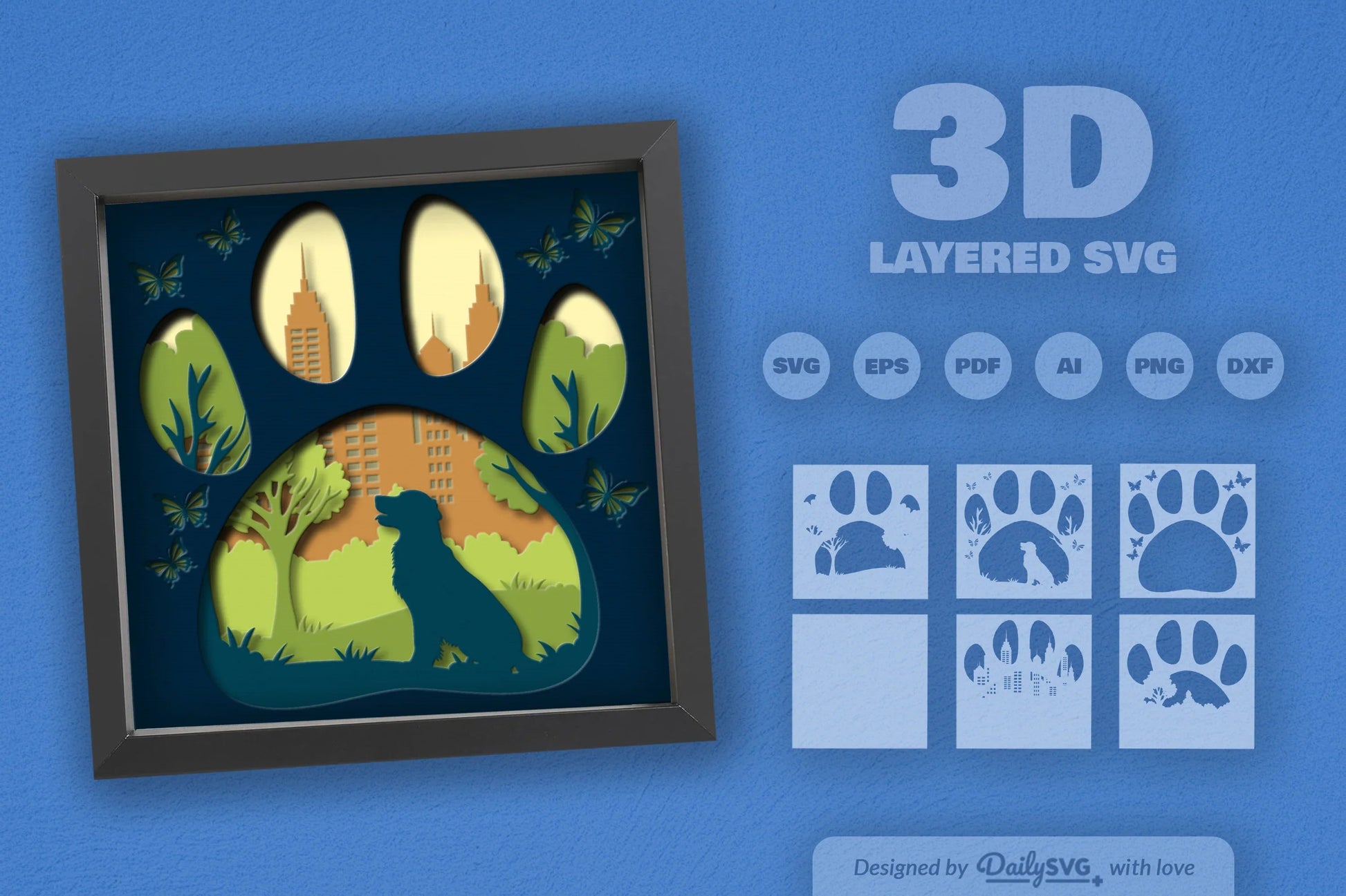 Golden Retriever Park Papercut Clipart SVG Bundle - CraftNest - Digital Crafting and Art