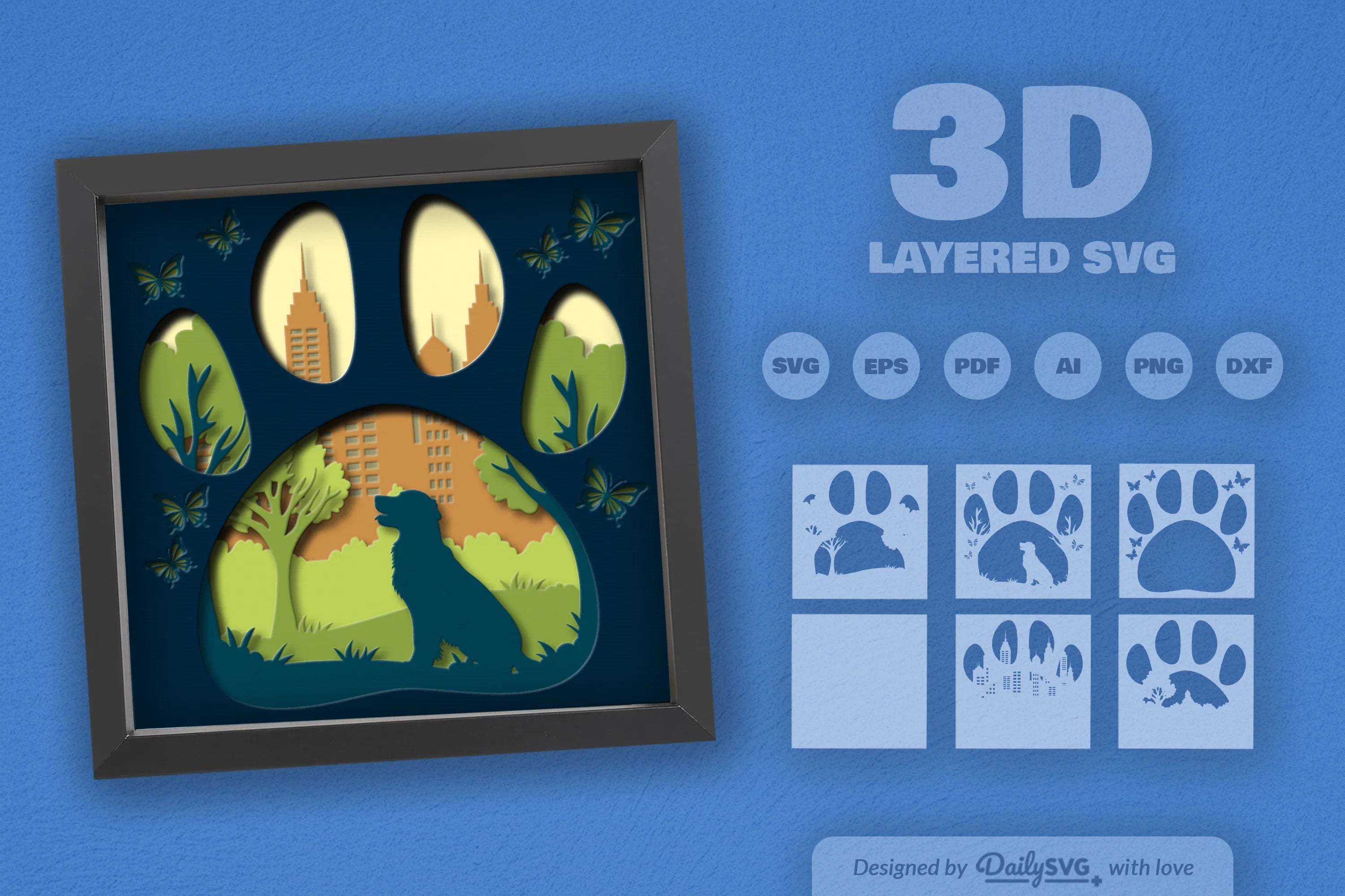 Golden Retriever Park Papercut Clipart SVG Bundle - CraftNest - Digital Crafting and Art