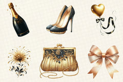 Golden & Black New Year Clipart Bundle - CraftNest - Digital Crafting and Art