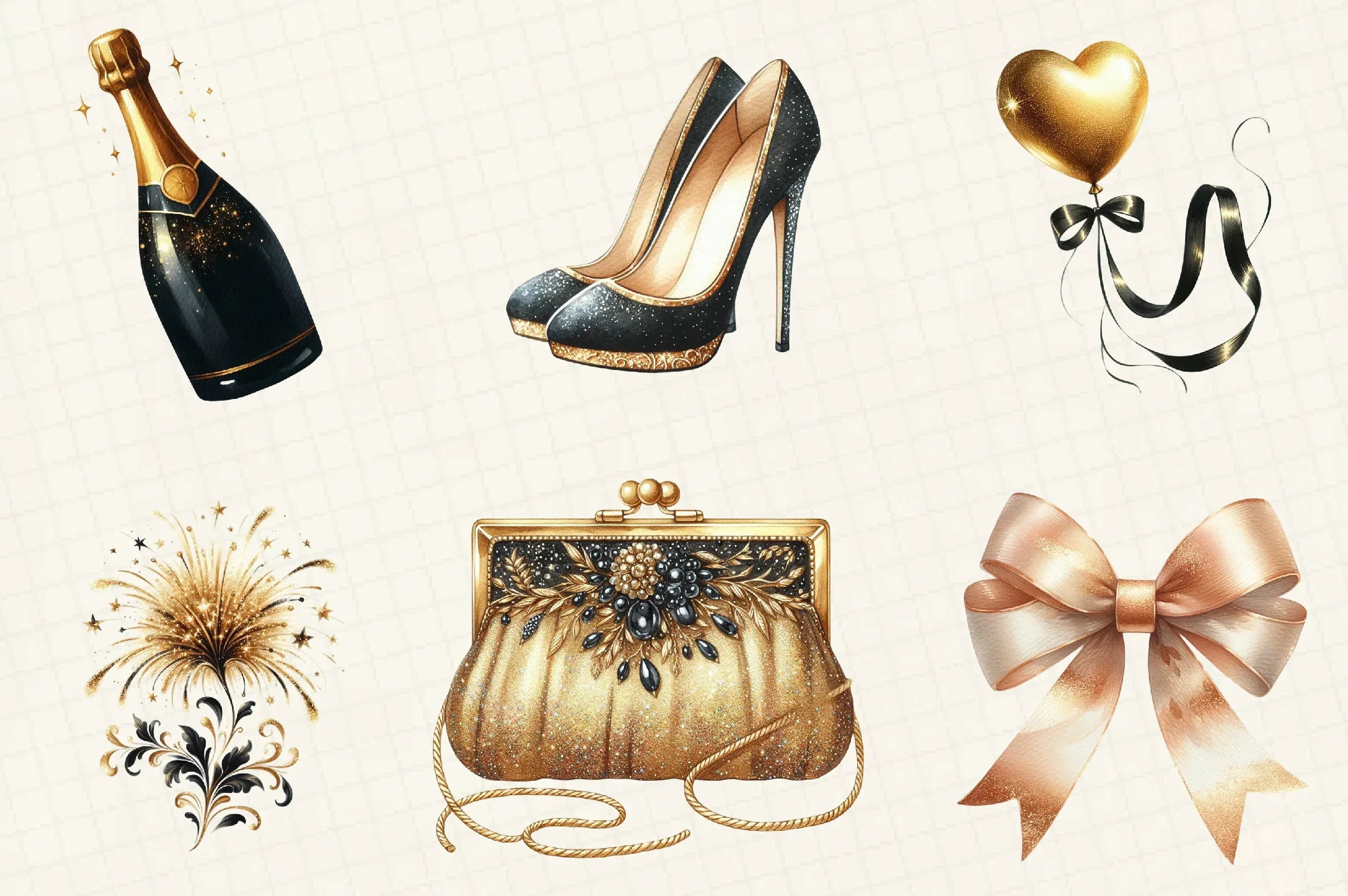 Golden & Black New Year Clipart Bundle - CraftNest - Digital Crafting and Art