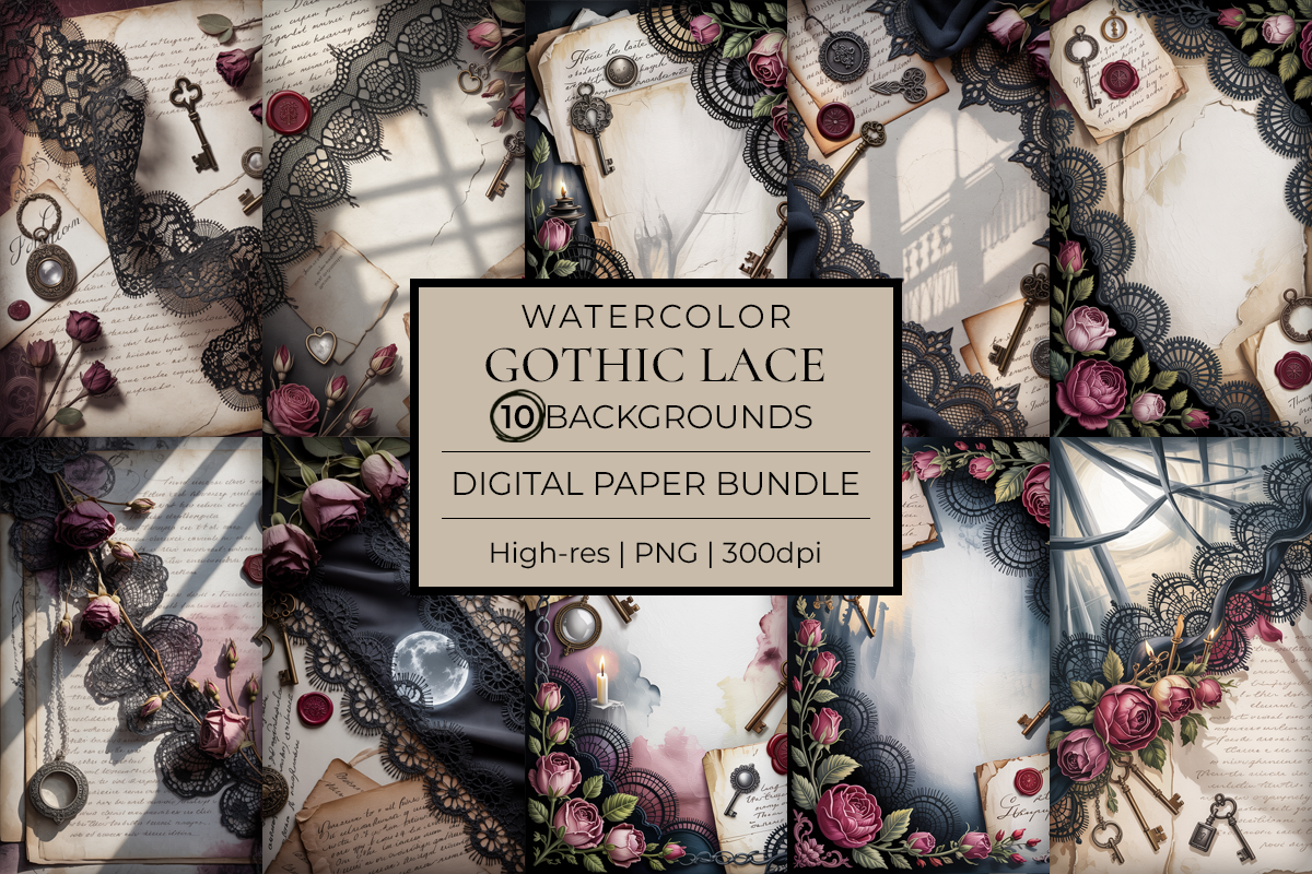 Gothic Lace Junk Journal Papers