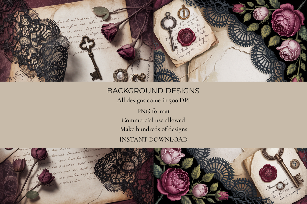 Gothic Lace Junk Journal Papers