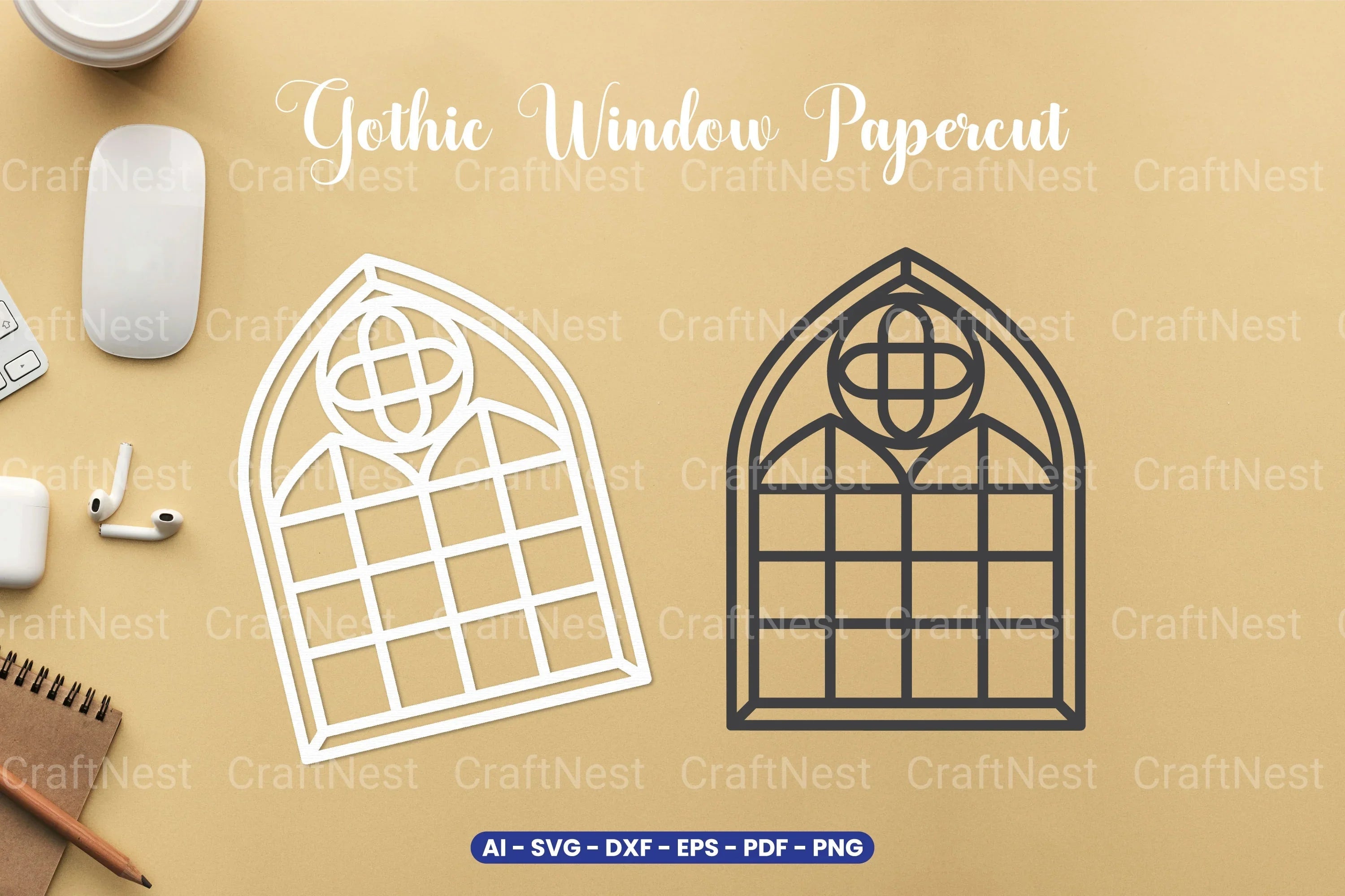 Gothic Window Papercut SVG Bundle - CraftNest - Digital Crafting and Art